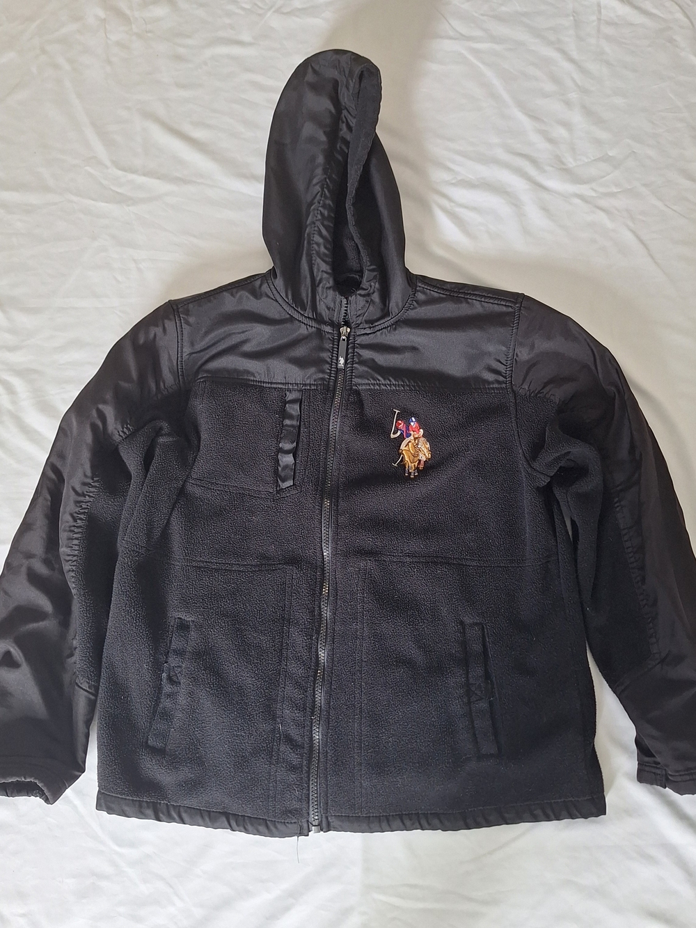 US Polo Assn by Ralph Lauren Adult Hooded Black Fleece Jacket L
